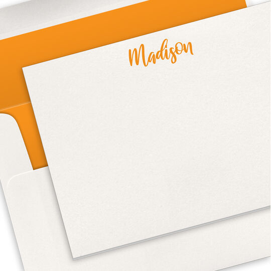Brush Script Flat Note Cards - Letterpress